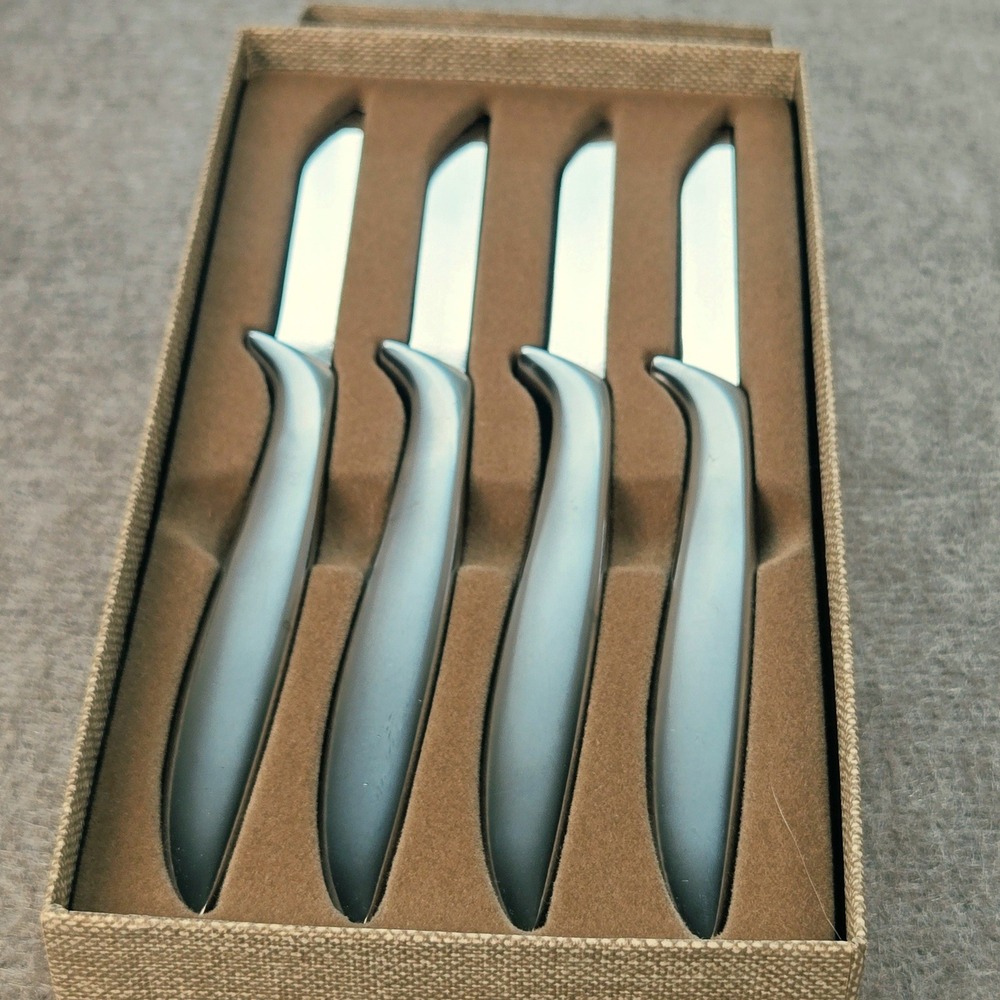 Gerber Miming Steak Knife Set of 4 Vintage‎ MCM Chrome Silver Legendary Blades